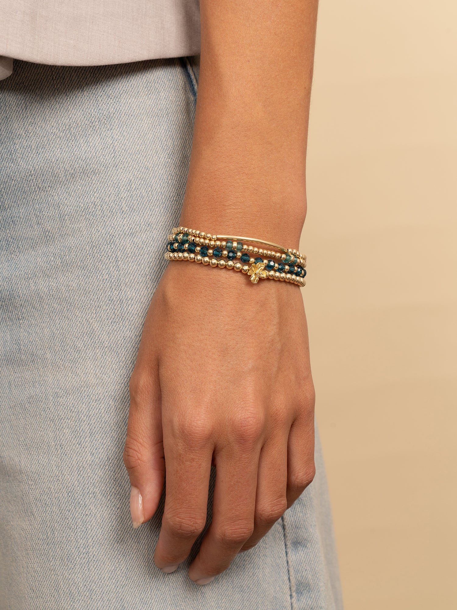 Turqoise Quartz Botanic Tube Armbanden Set Goud - Sets