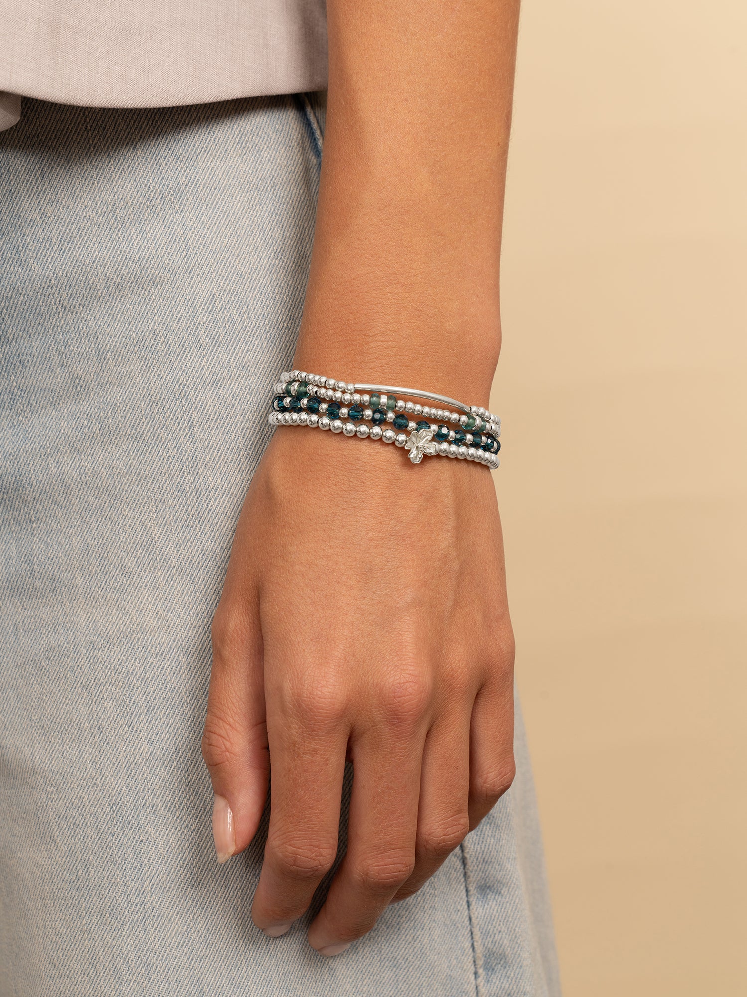Turqoise Quartz Botanic Tube Armbanden Set Zilver - Sets