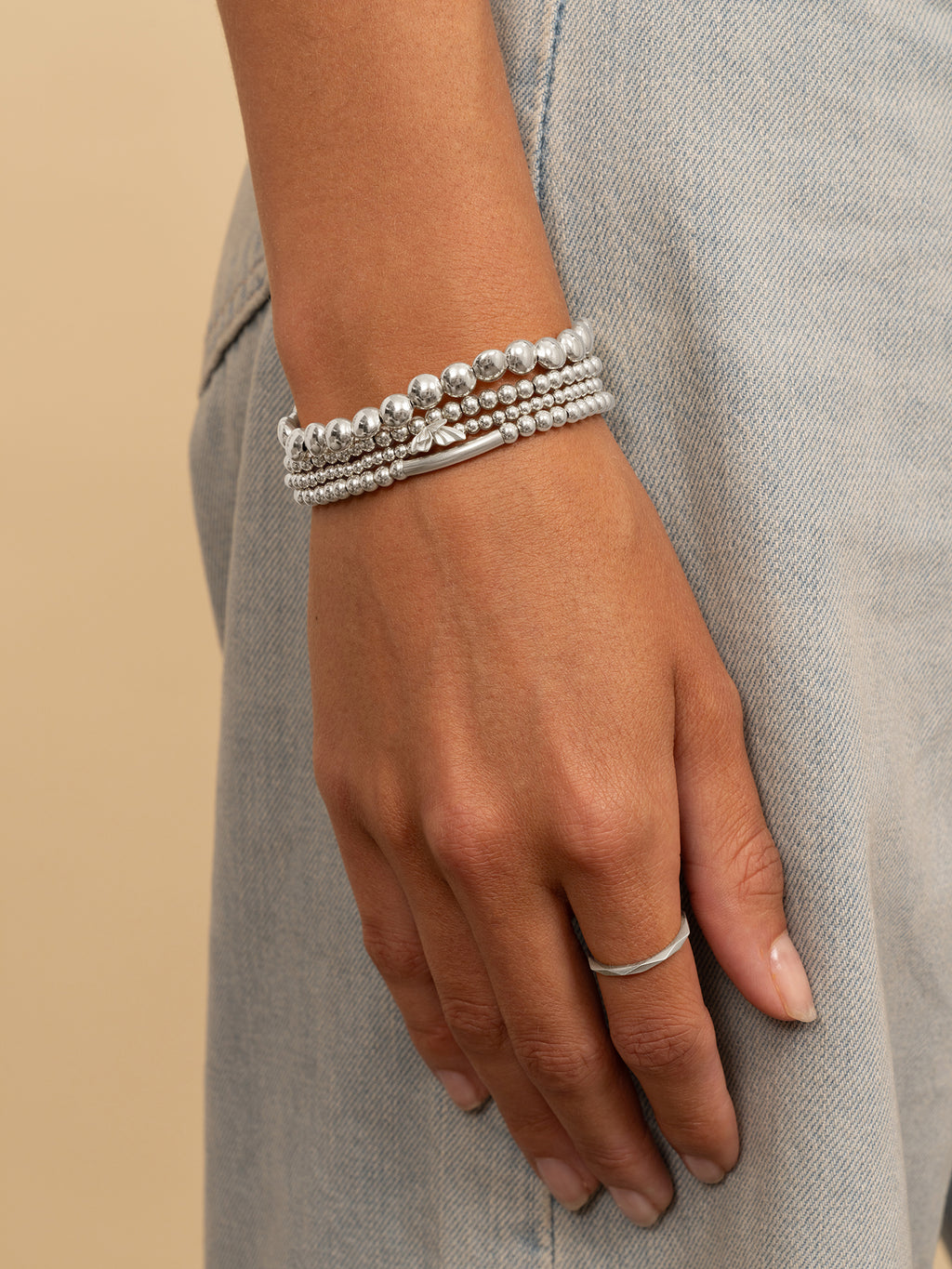 Botanic Bubble Beads Core Armbanden Set Zilver - Sets