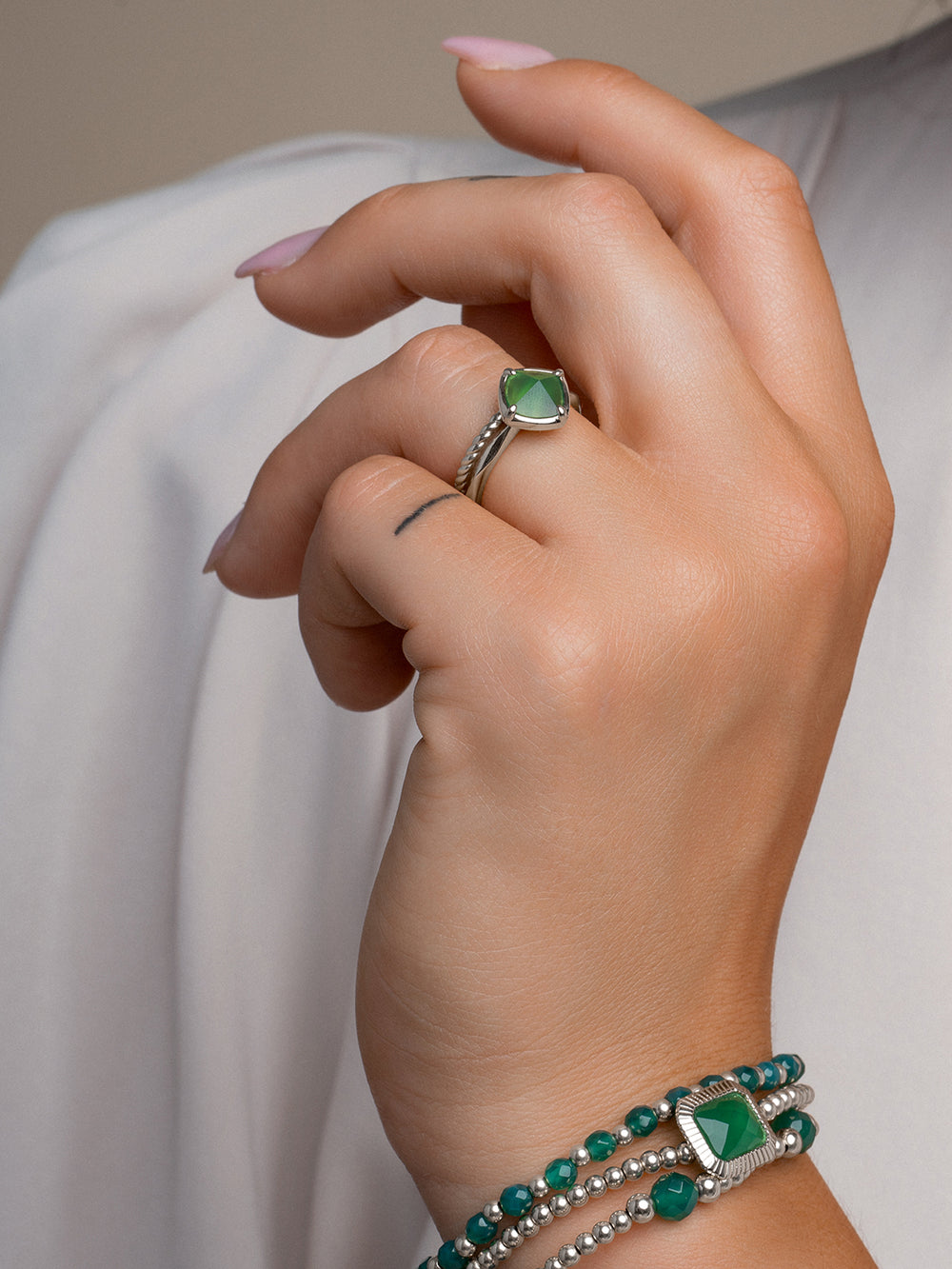 groene onyx edelsteen ring gemaakt van 925 sterling zilver