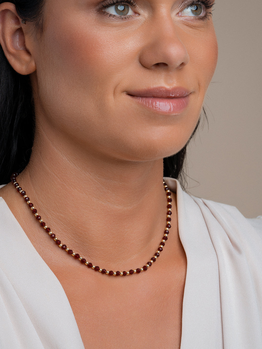 Link necklace Ruby Quartz Mix l Gold Plated