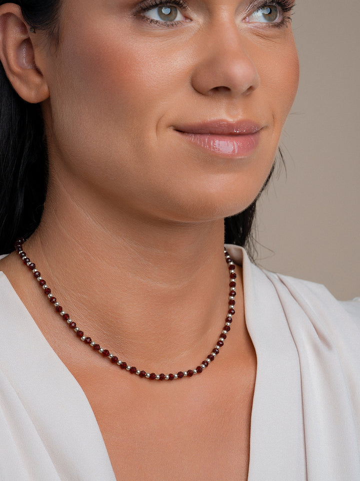 Link necklace Ruby Quartz Mix l Silver