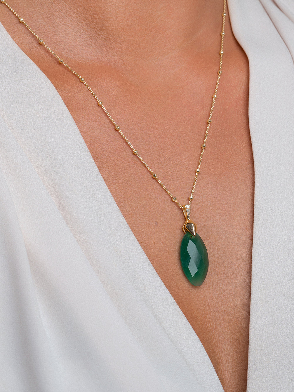  Green Onyx Leaf Ketting Edelsteen van Sparkling jewels voor dames