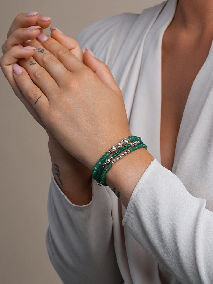 groene edelsteen armband voor dames van Sparkling #kleur_zilver