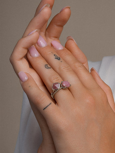 Edge Ring Pink Rhodonite | Silver