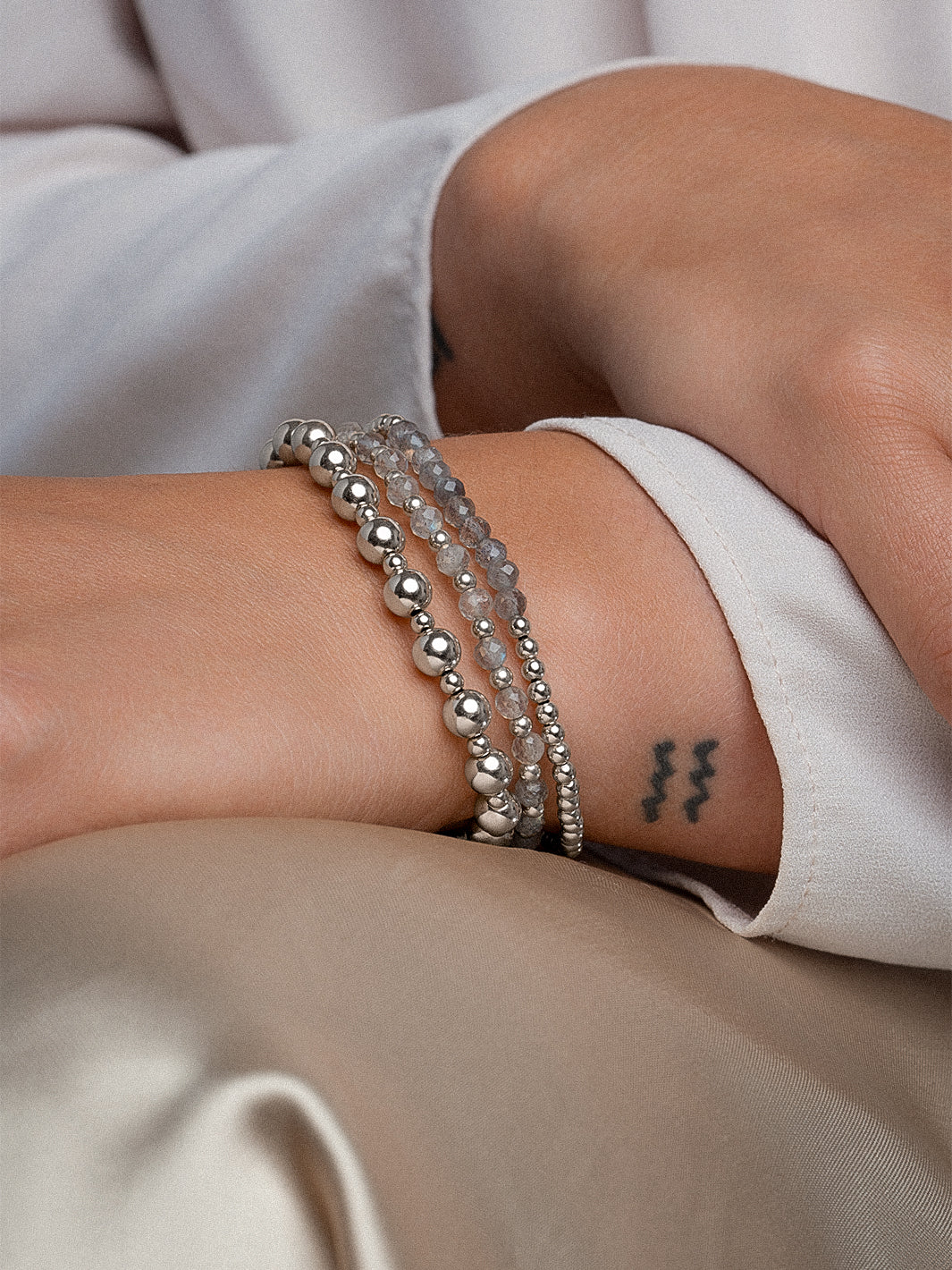 Armband met zilveren kralen voor dames