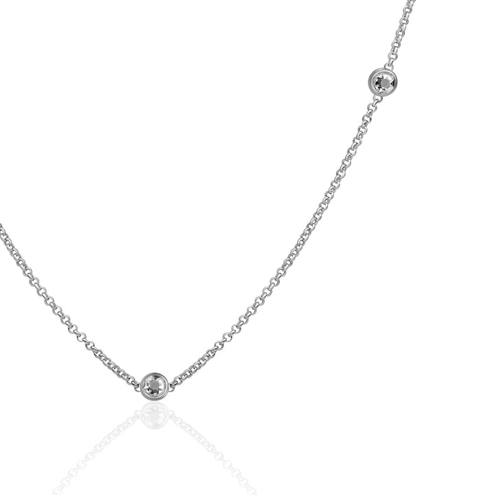 White CZ Beads Anchor Chain, Silver