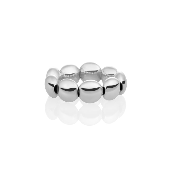 Bubble Beads Flacher Ring | Silber