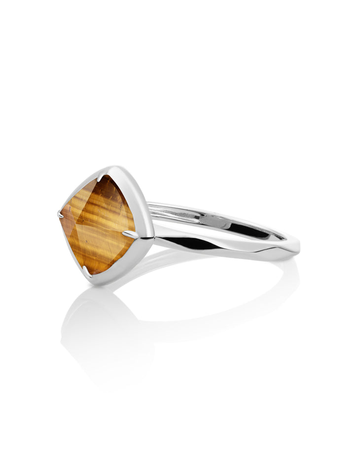 Edge Ring Tiger Eye | Zilver