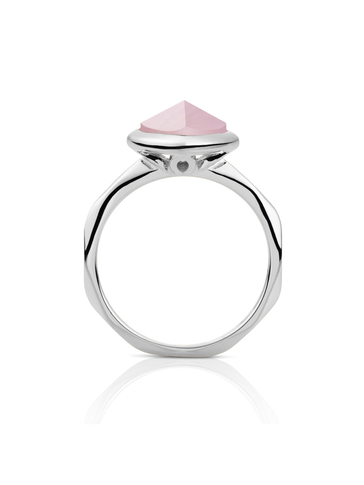 Edge Ring Rose Quartz | Zilver