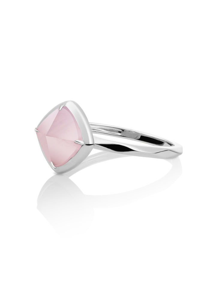 Edge Ring Rose Quartz | Zilver