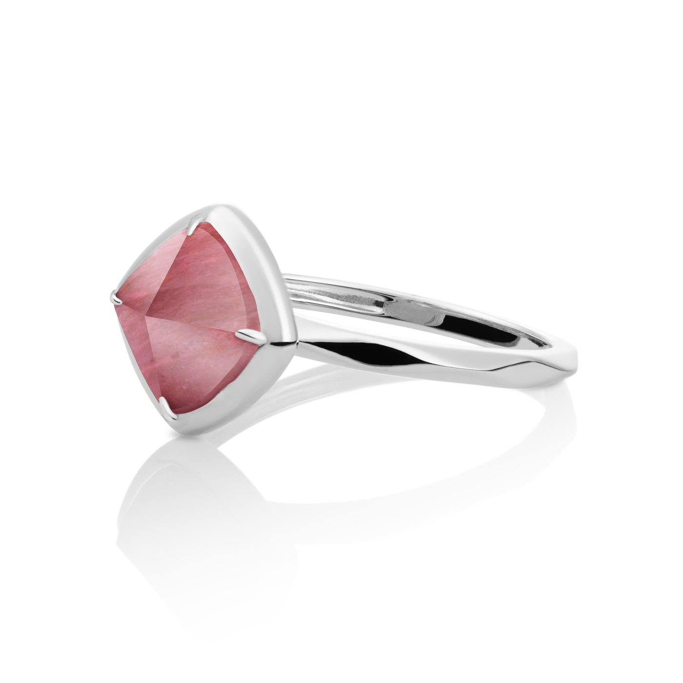 Edge Ring Pink Rhodonite | Silver