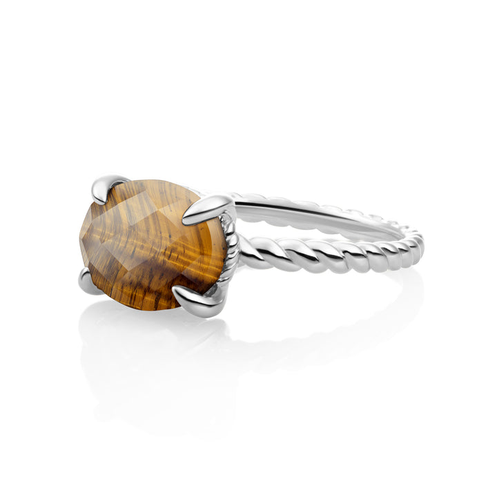 Twist Ring Tiger Eye | Silver