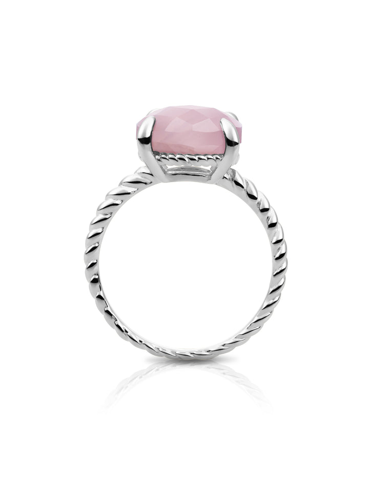 Twist Ring Rose Quartz - Zilver