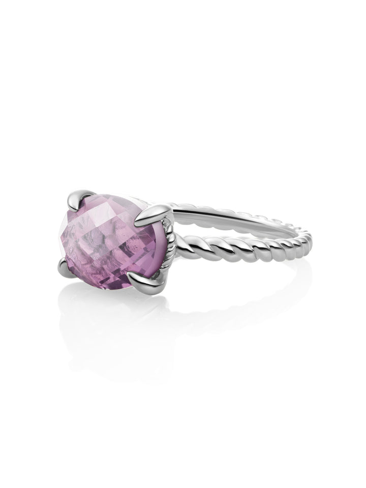 Twist Ring Aubergine Quartz | Zilver