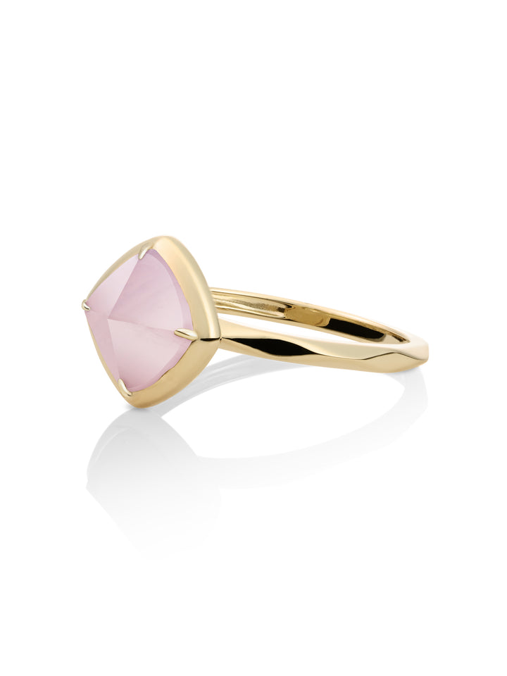 Edge Ring Rose Quartz | 9 karaat