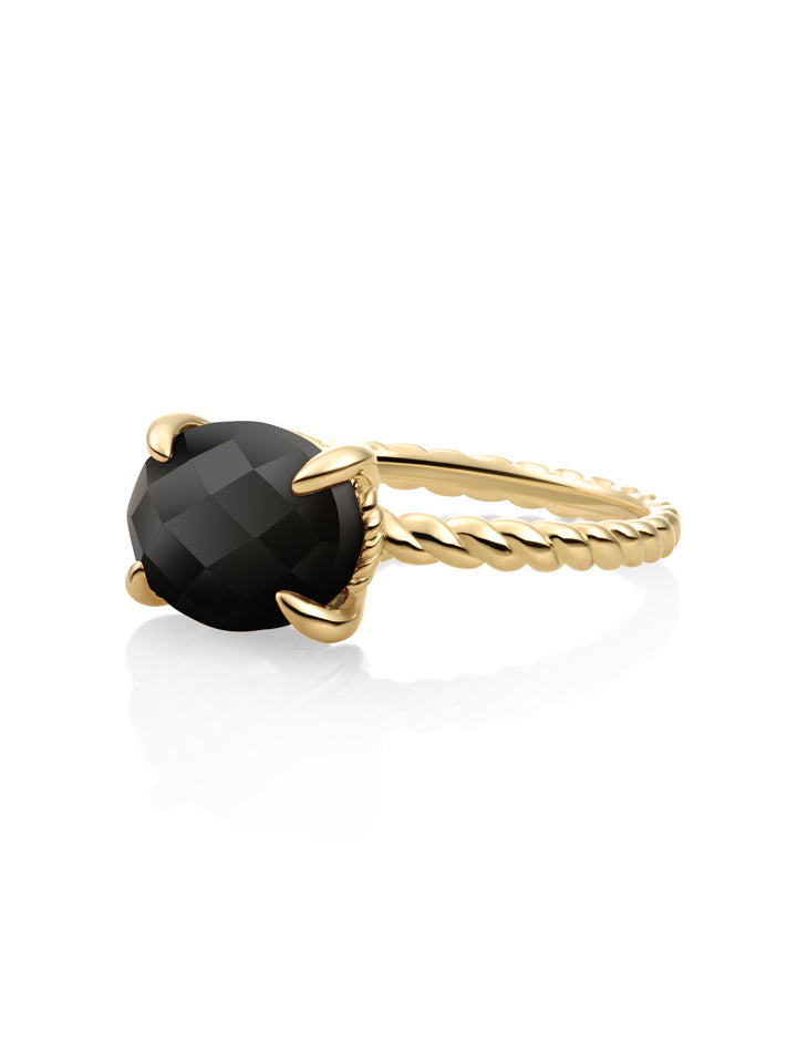 Twist Ring Onyx | 9 karaat