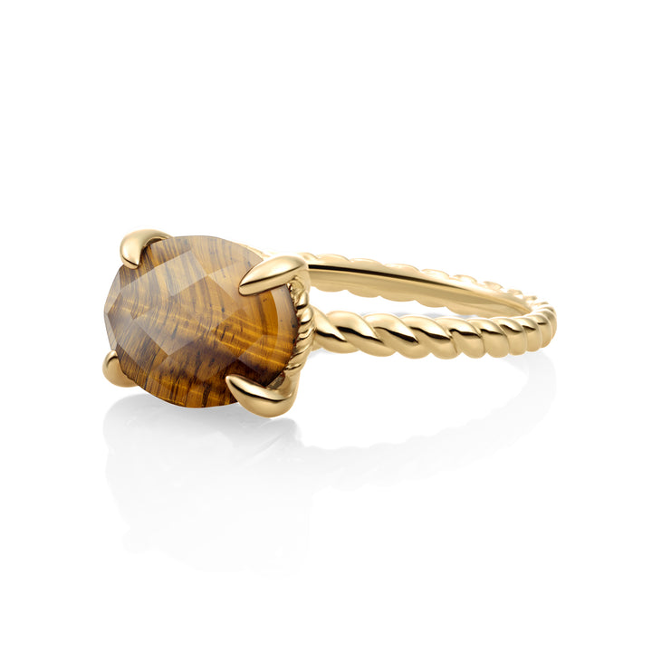 Twist Ring Tiger Eye | 9 carat