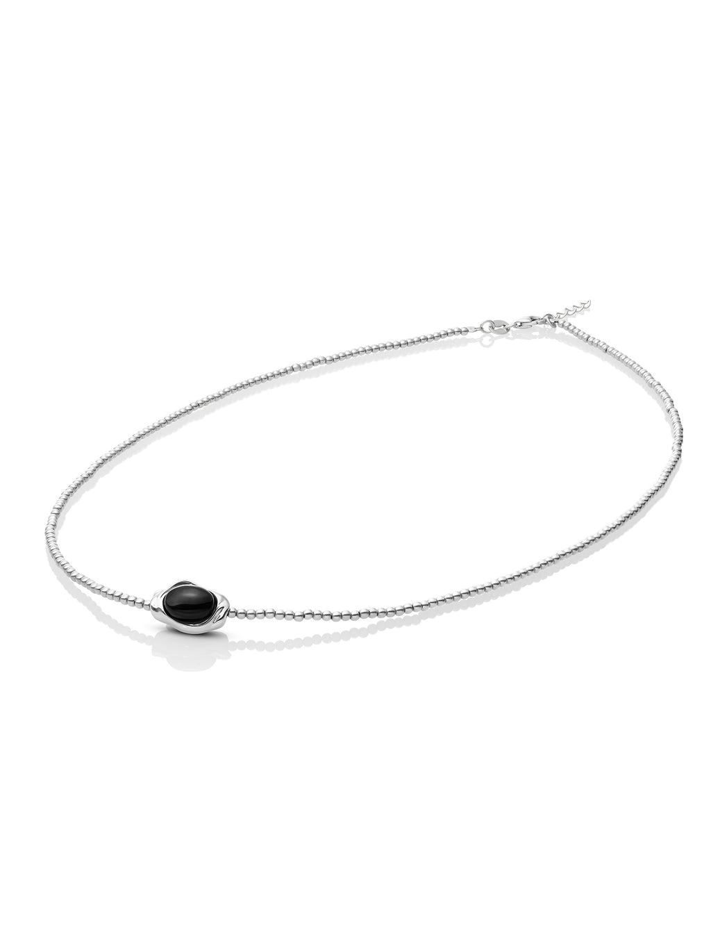 Onyx Flow Beaded Necklace 2mm Ketting Set Zilver - Sets