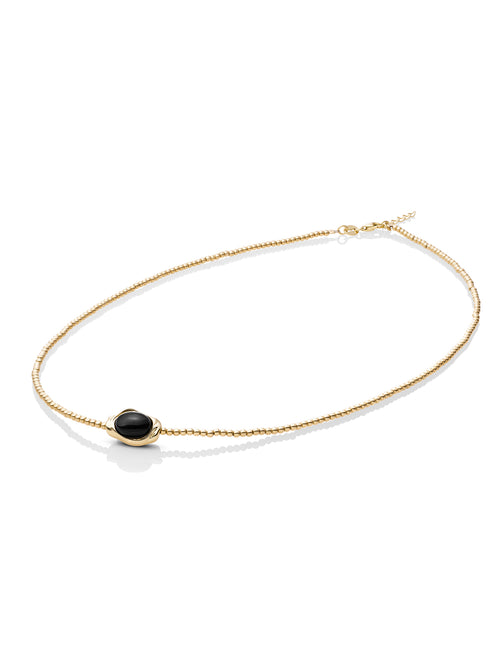 Onyx Flow Beaded Necklace 2mm Ketting Set Goud - Sets
