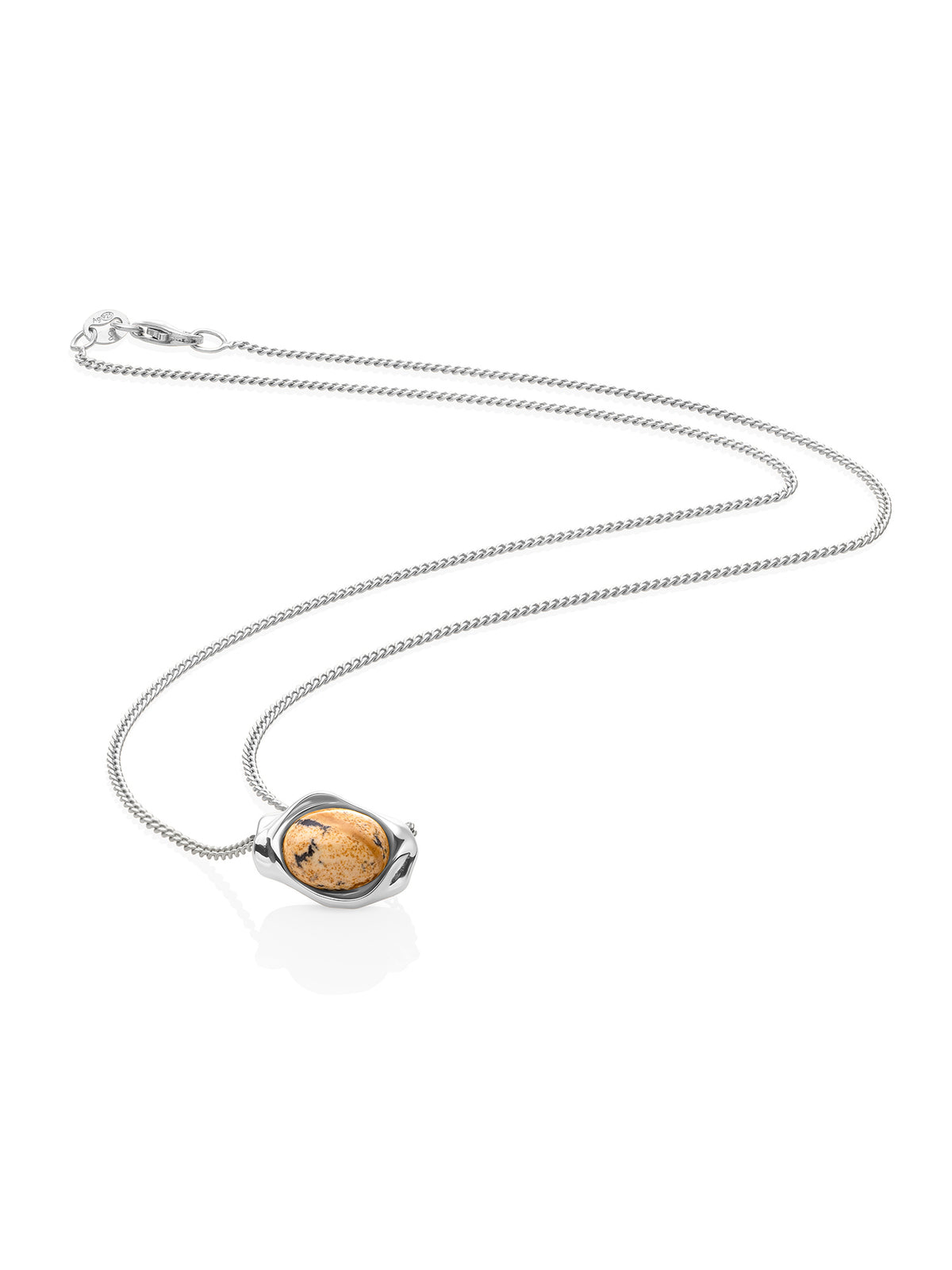Landscape Jasper Flow Curb Ketting Set Zilver - Sets
