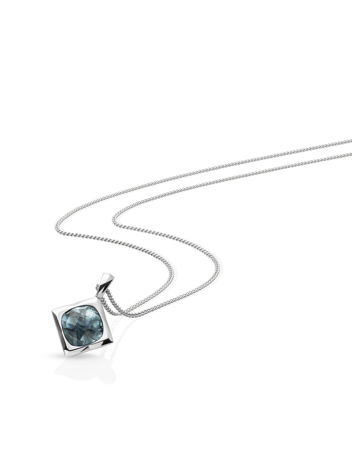 Labradorite Cushion Cut Curb Chain Ketting Set Zilver - Sets