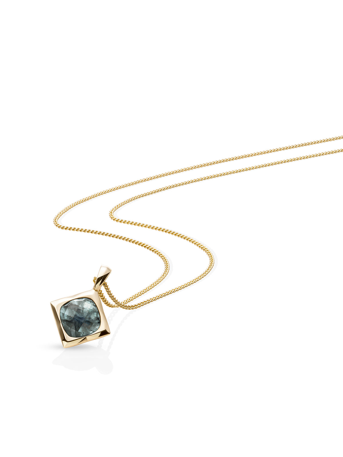 Labradorite Cushion Cut Curb Chain Ketting Set Goud - Sets