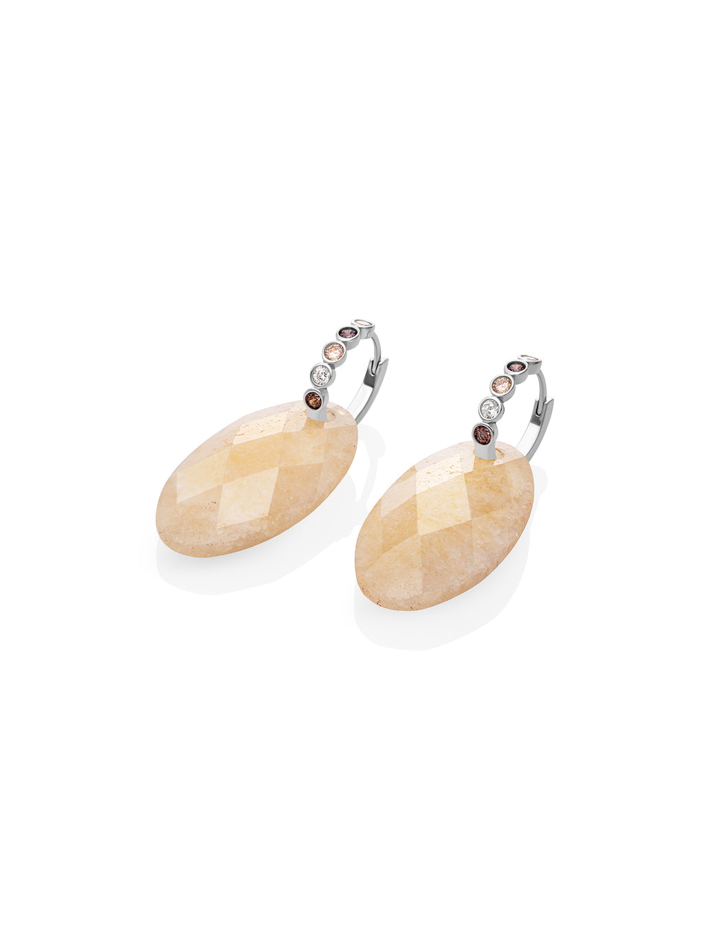 Buttery Jade Large Leaf Tube Huggies Gold Multi CZ Oorbellen Set - Sets