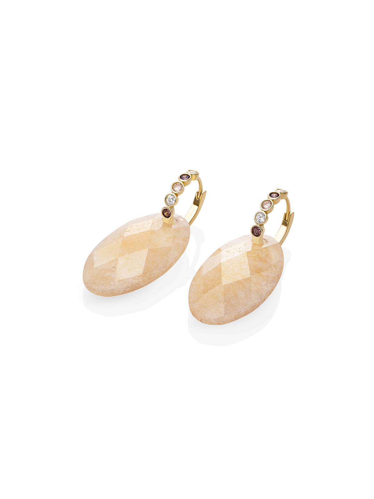 Buttery Jade Large Leaf Tube Huggies Gold Multi CZ Oorbellen Set - Sets