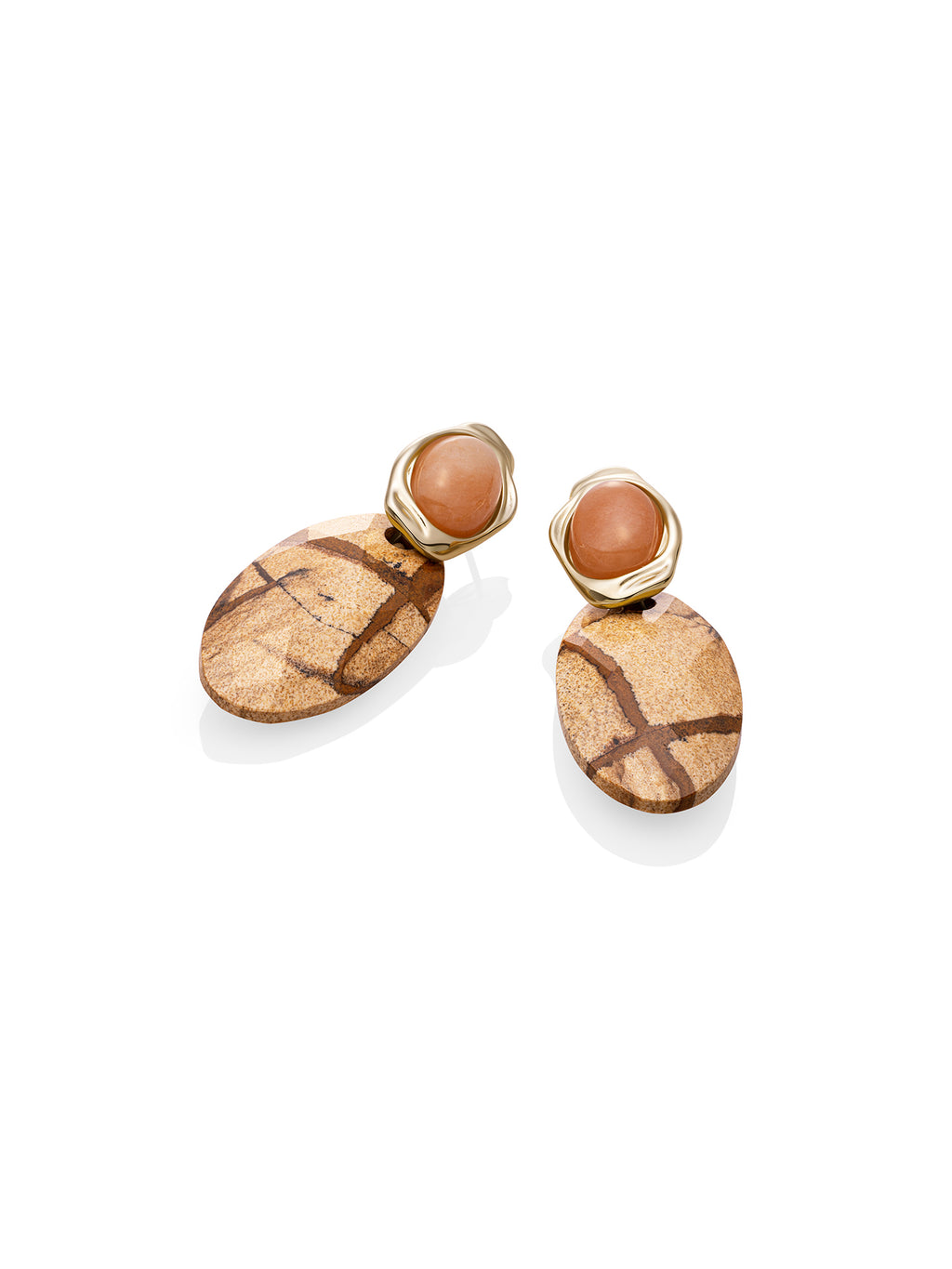 Landscape Jasper Large Leaf Flow Oorbellen Set - Sets