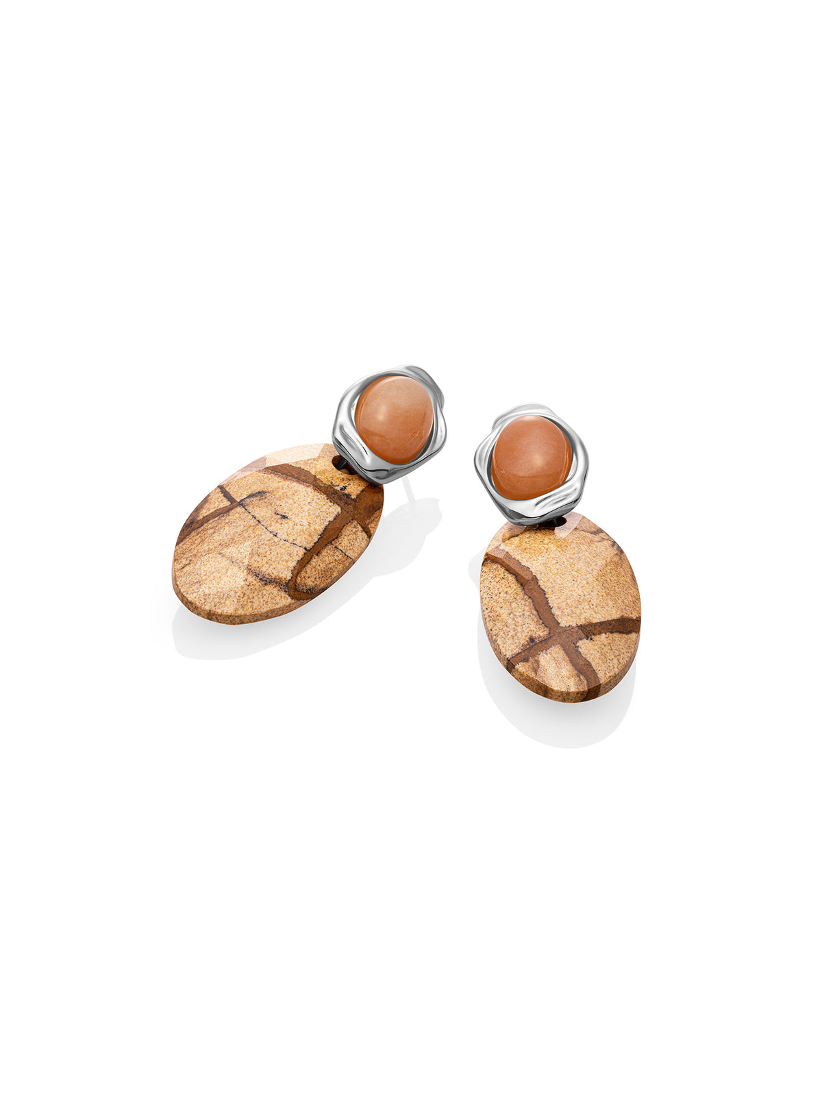 Landscape Jasper Large Leaf Flow Oorbellen Set - Sets