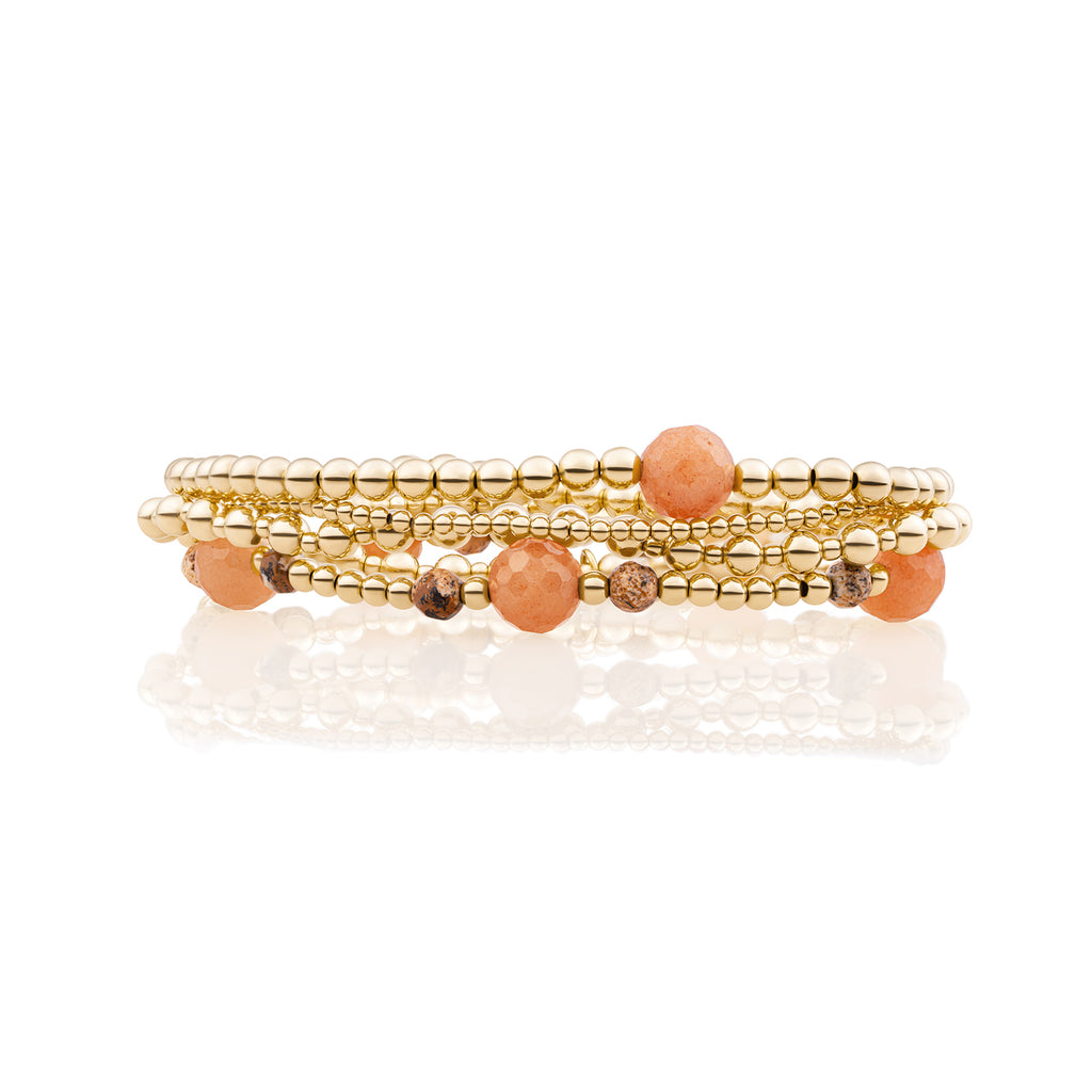 Red Aventurine Core Multi Armbanden Set Goud - Sets