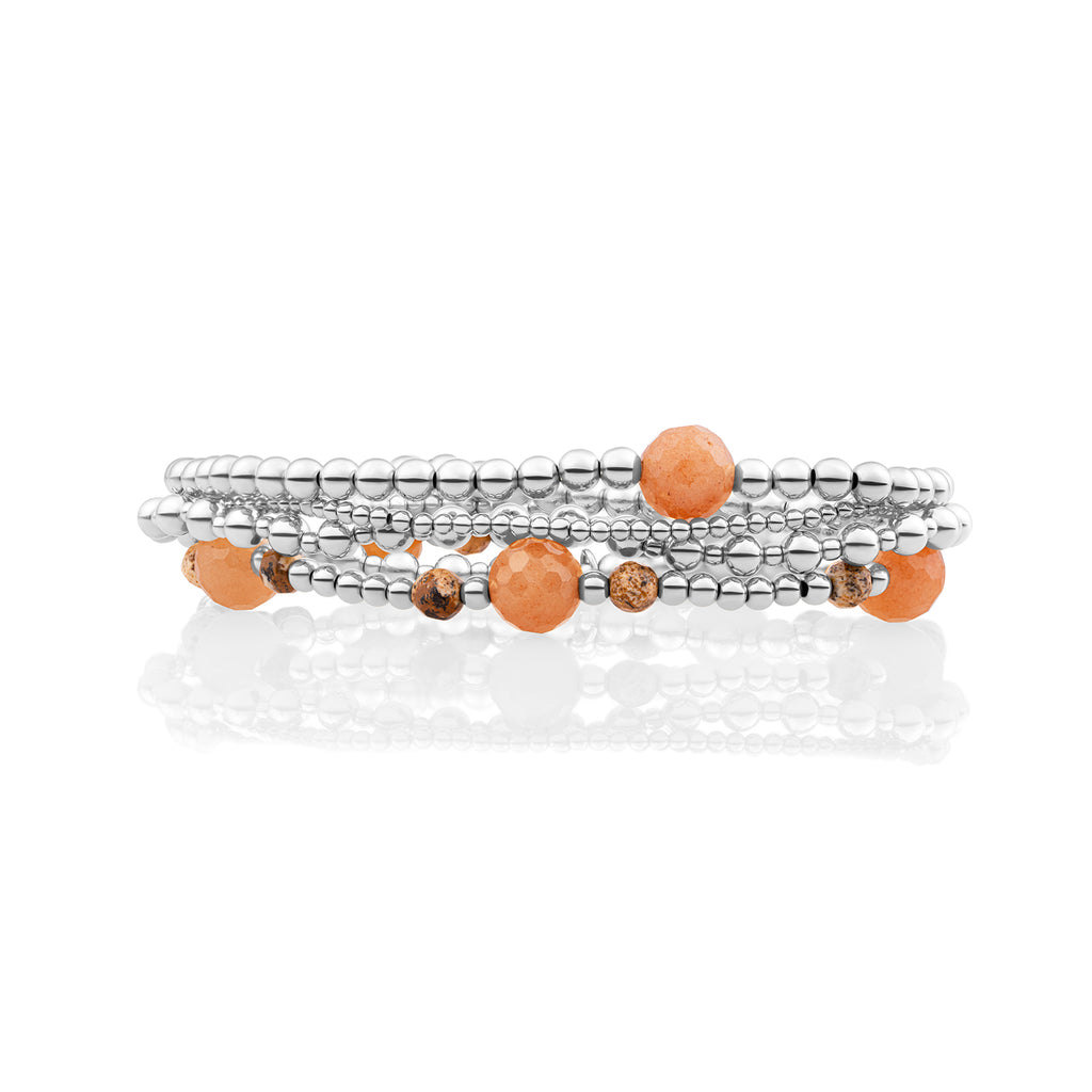 Red Aventurine Core Multi Armbanden Set Zilver - Sets
