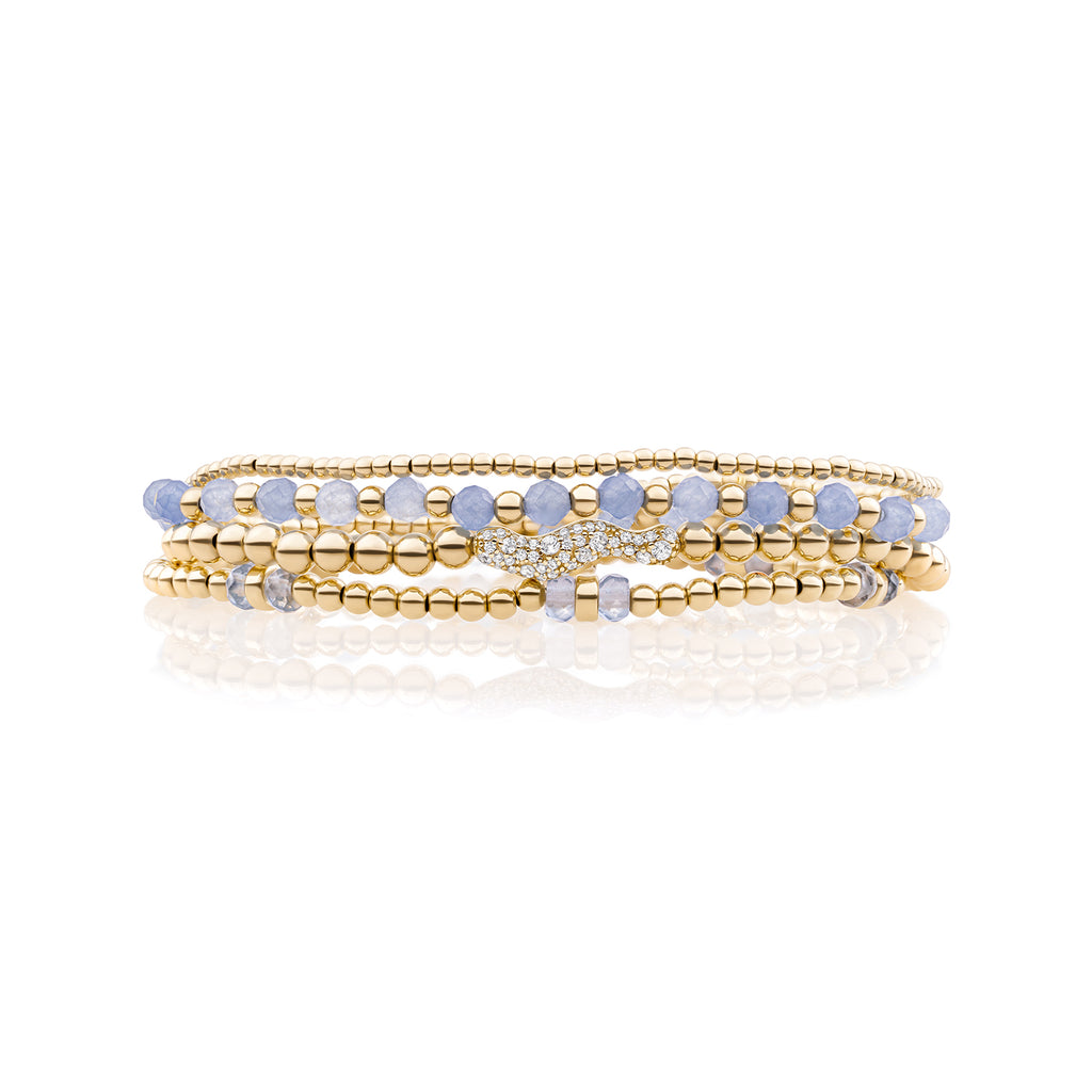 Ice Blue Quartz Interstellar Pave Twirl Armbanden Set Goud - Sets