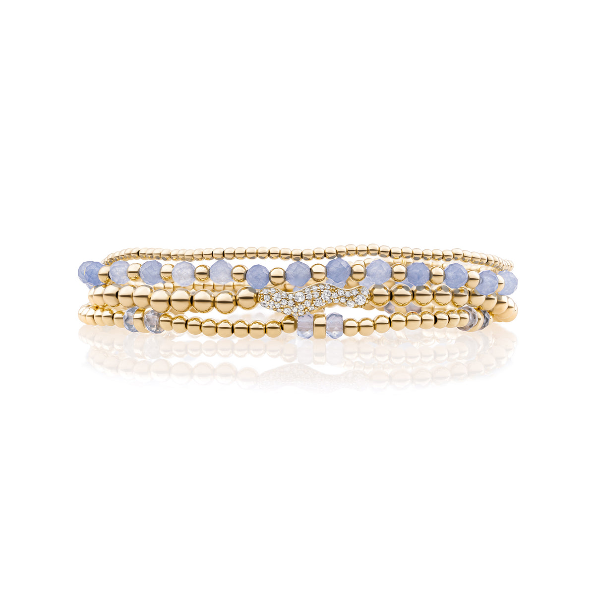 Ice Blue Quartz Interstellar Pave Twirl Armbanden Set Goud - Sets