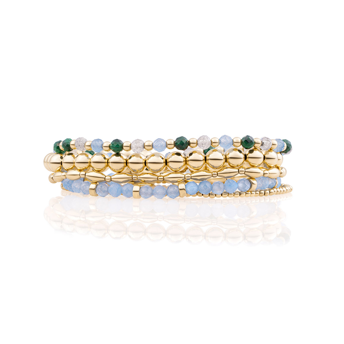 Ice Blue Quartz Multi Saturn Armbanden Set Goud - Sets