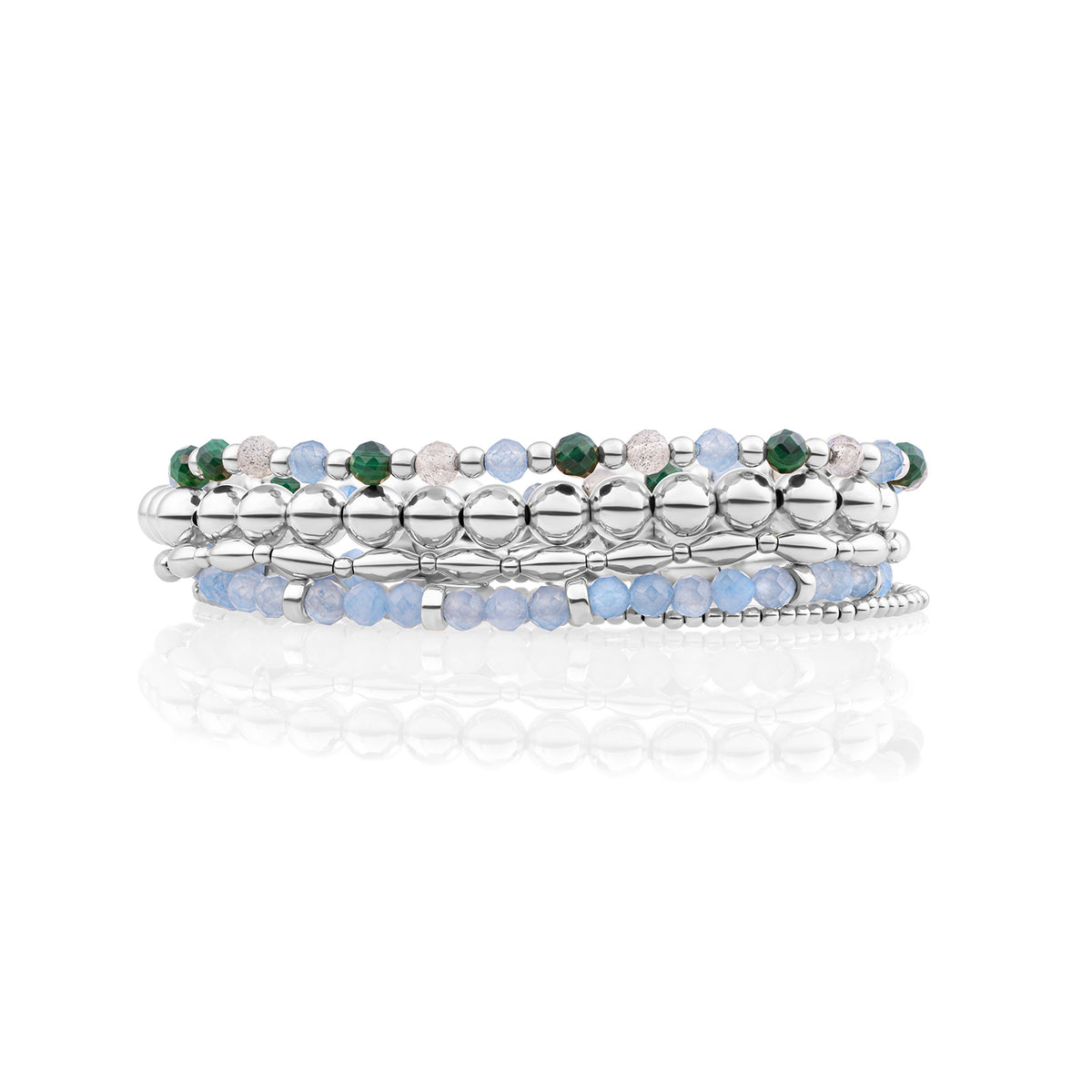 Ice Blue Quartz Multi Saturn Armbanden Set Zilver - Sets