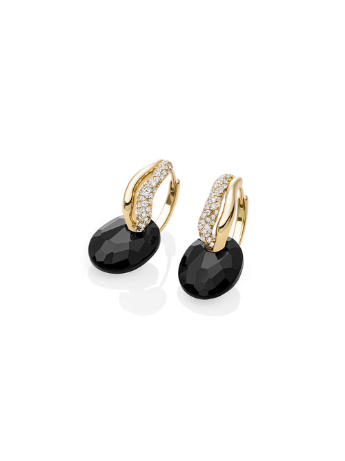 Onyx Small Oval Pave Double Twirl Huggies CZ Set - Sets