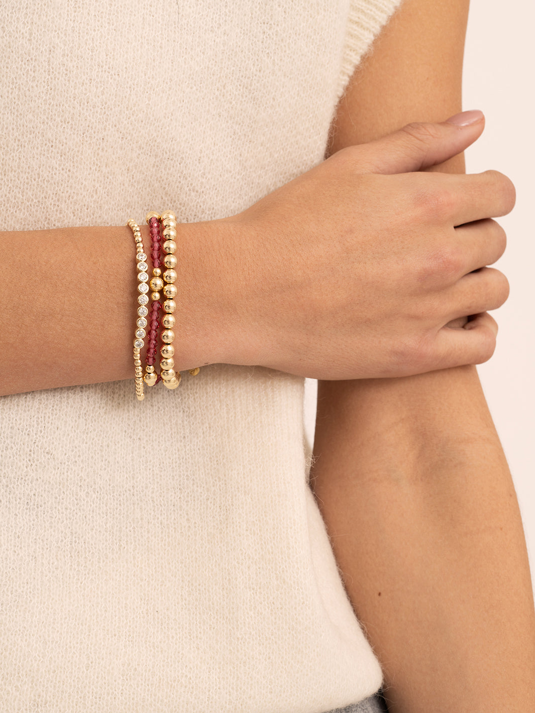 White Flame, CZ Tube Bracelet | Goudkleurig