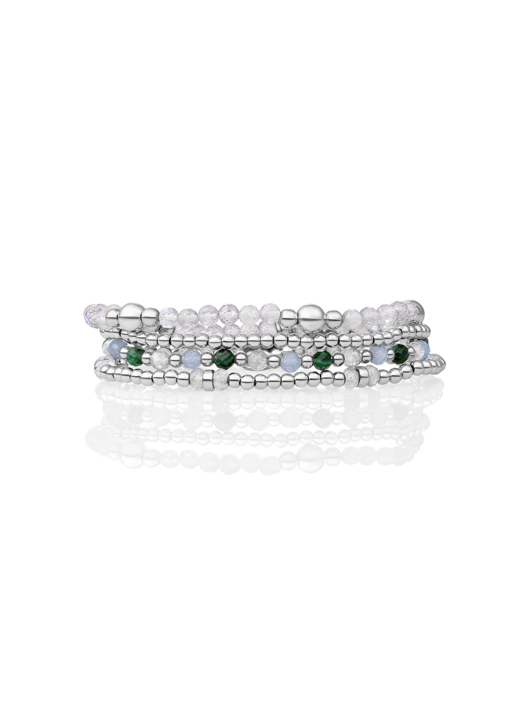 Labradorite Bold Mix Roundel Armbanden Set Zilver - Sets