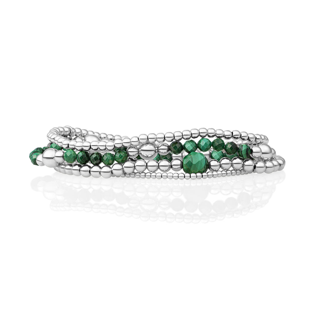 Malachite Core Saturn Armbanden Set Zilver - Sets