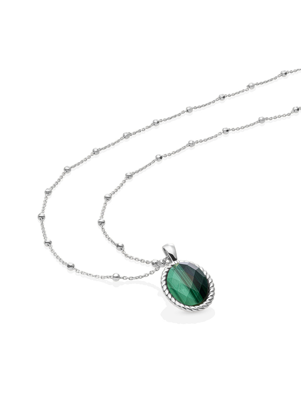 Malachite Twist Ball Chain Ketting Set Zilver - Sets