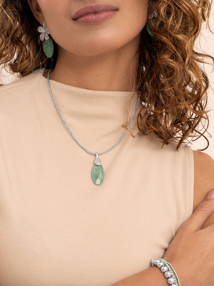 Rich Green Amazonite Leaf ketting edelsteen