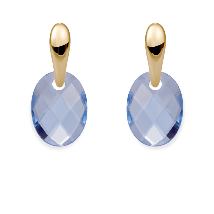 Aquamarine Quartz Medium Oval Bold Fuse earrings set | Gold Plated