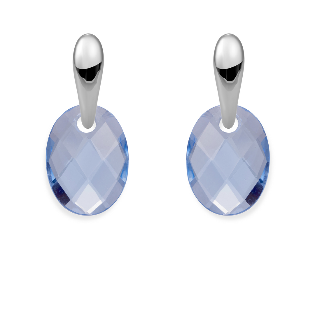 Aquamarine Quartz Medium Oval Bold Fuse earrings set | Silver