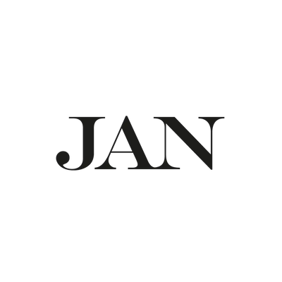 Donkergrijs 'jan'-logo tekst.