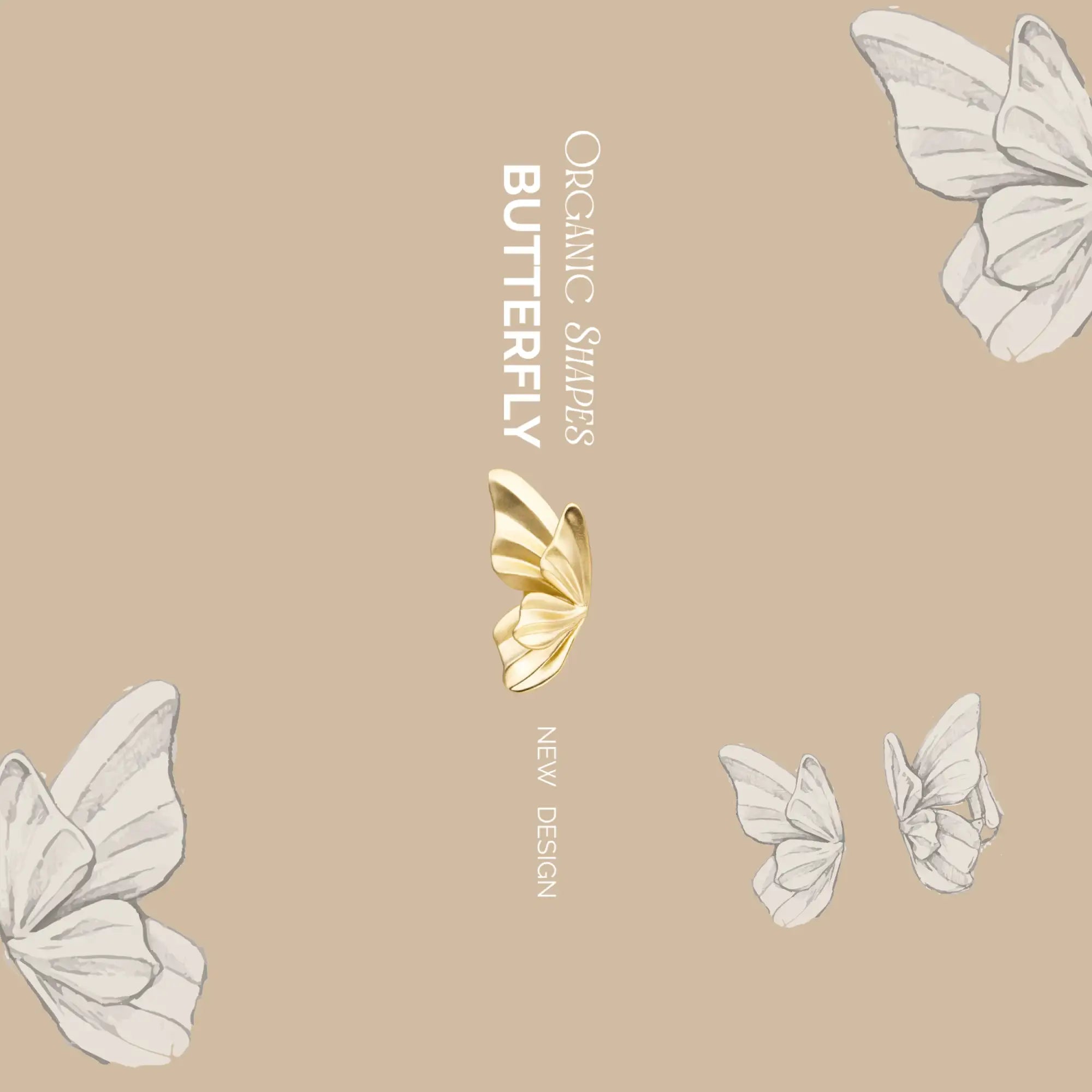 Gouden oorbel met vlinder vorm en delicate vleugeldetails