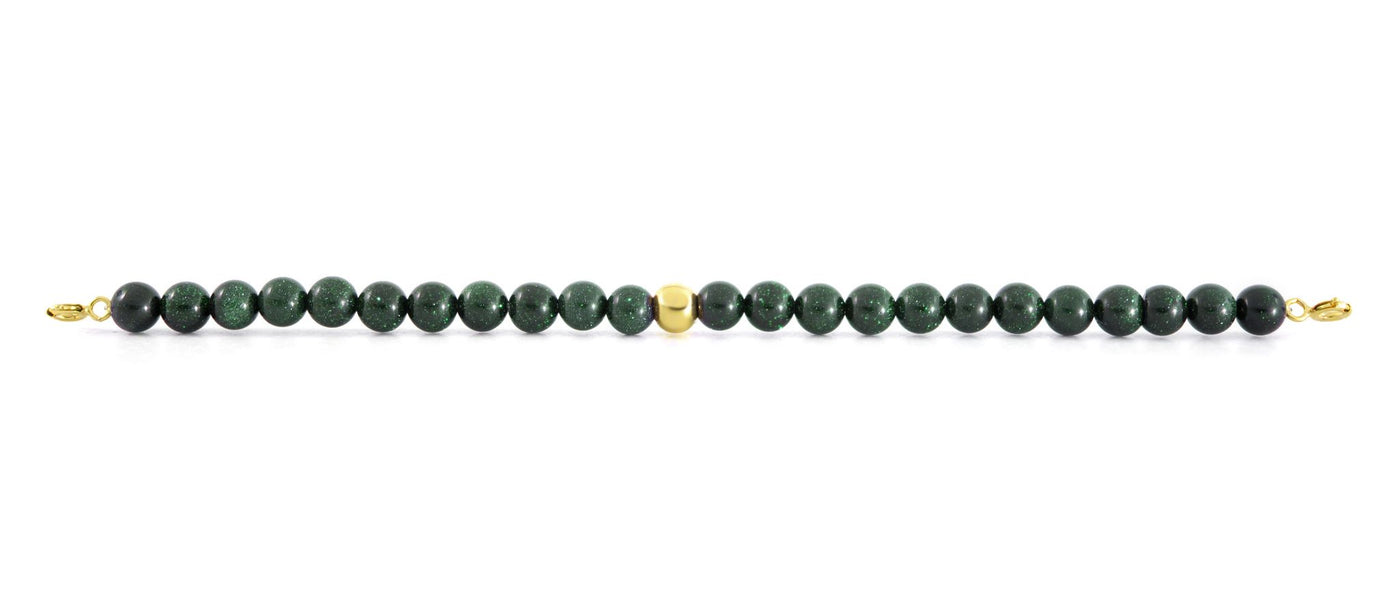 Goldstone Green Orbit Bracelet with Clasps - 6MM - Sparkling Jewels