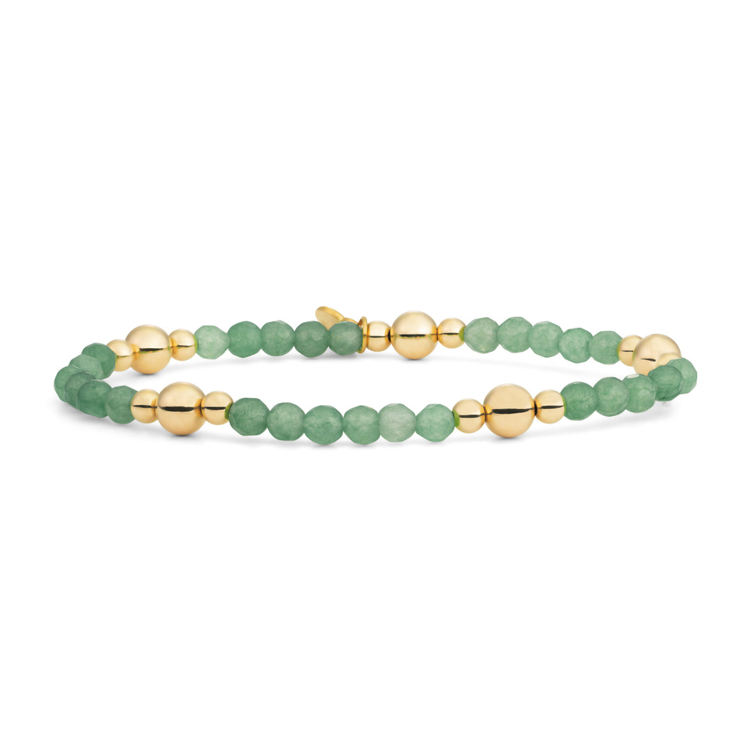 Gouden armbanden voor vrouwen versierd met een groene aventurijn edelsteen #kleur_goud
