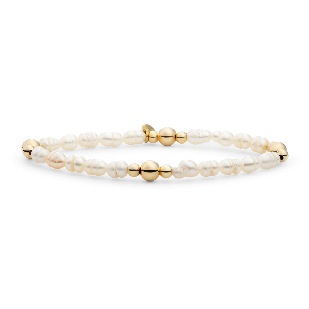 Armband gemaakt van echte parels voor dames met gouden accenten #kleur_goud
